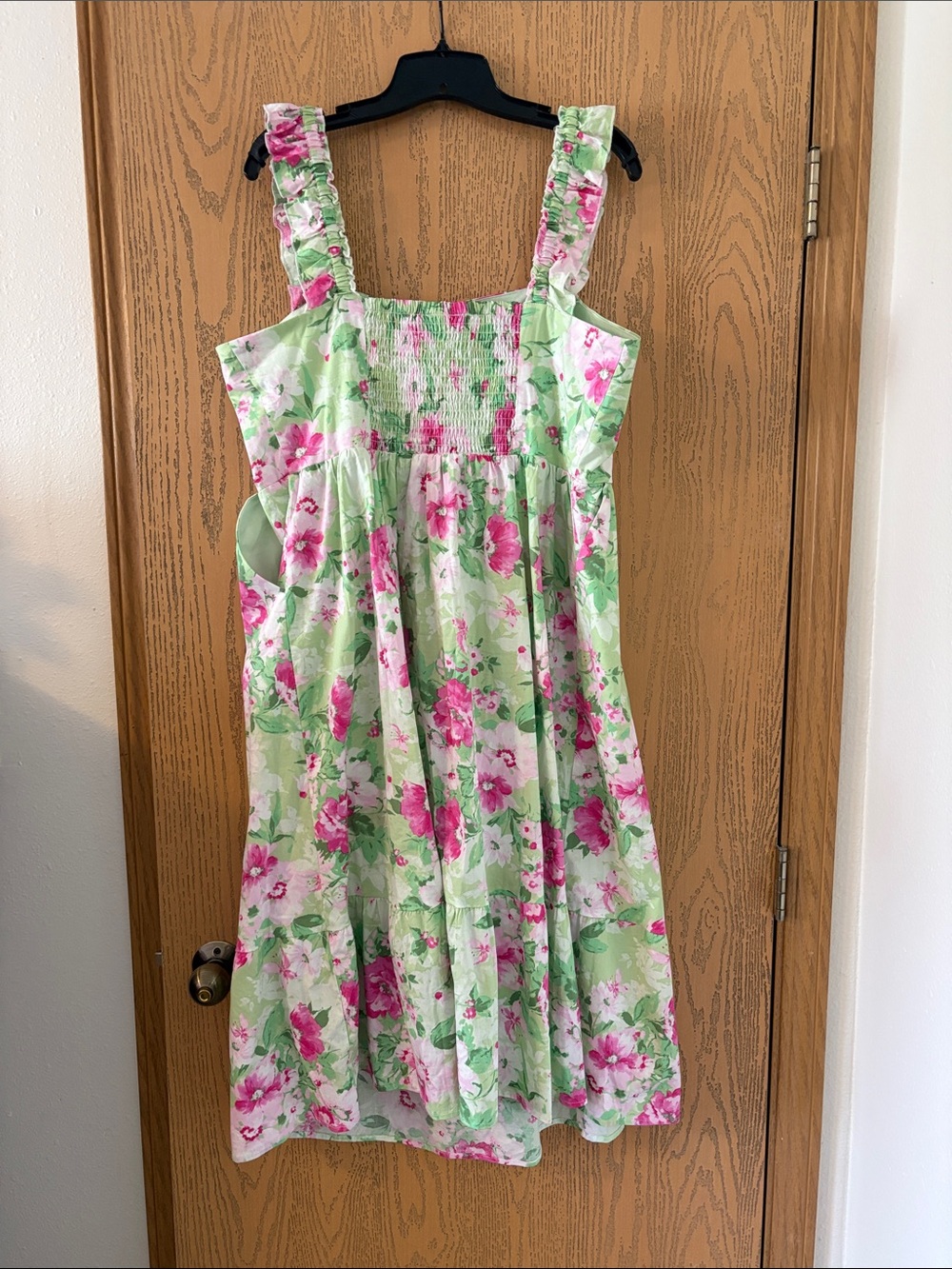 Floral Ruffled Strap Sundress - Pink & Green - Picture 8 of 8